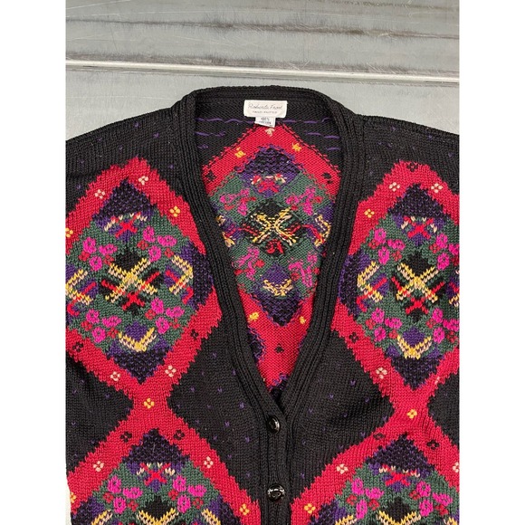 Roberta Frost Hand Knitted Cardigan Sweater Womens Medium Multicolor 100% Cotton - Picture 5 of 11